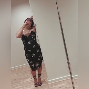 Black Floral Midi Dress
